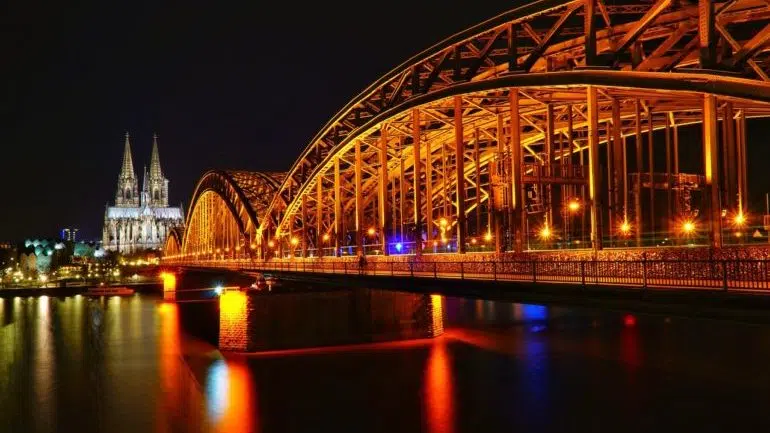 A night view of Cologne, Germany