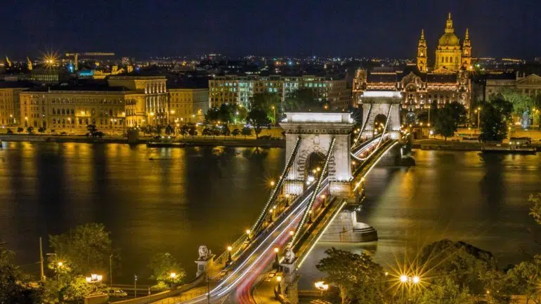 The bridge between Buda and Pest in Budapest, Hungary