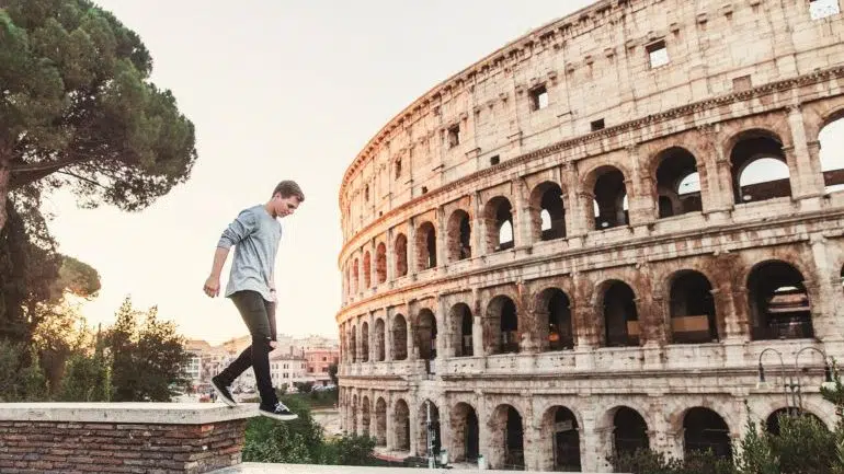 A view of the Colosseum in the capital of Italy - Rome