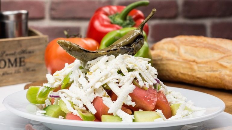 The Bulgarian traditional Shopska salad