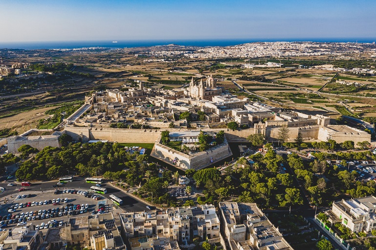 Aerial view of the Silent city of Malta-Mdina