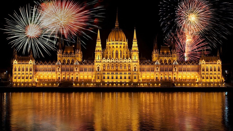 Night view of the Hungarian Parliament