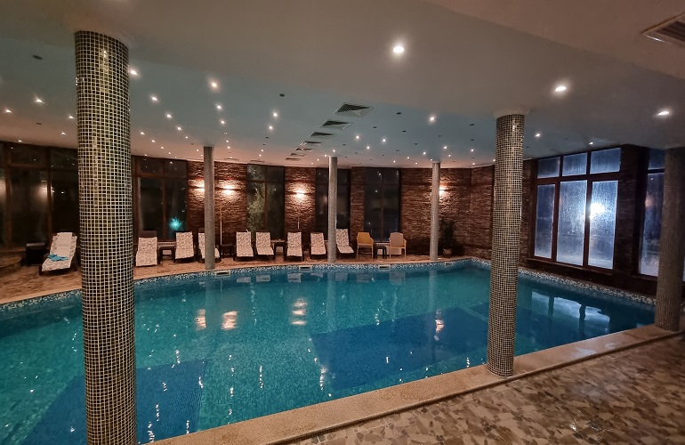 Indoor pool at the evening in Hotel Spa Club Bor Velingrad